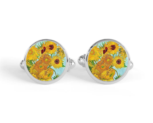 Sunflower Van Gogh Cuff Links | Artistic Design | Handmade