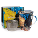 Van Gogh 'Cafe Terrace at Night' Tea Mug w/ Infuser & Lid