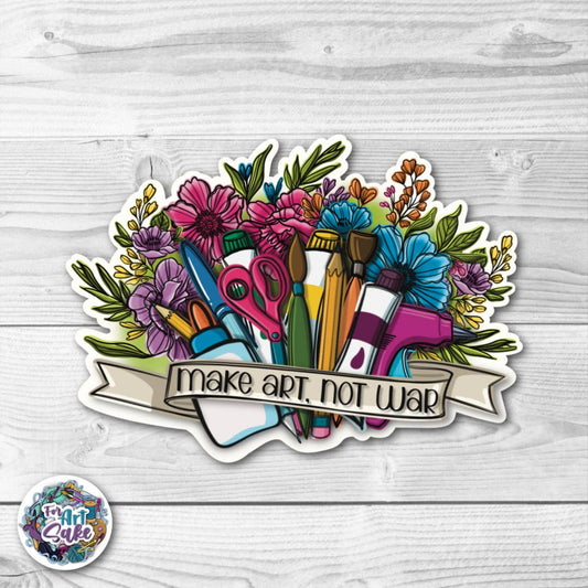 Make Art, Not War! Floral Sticker