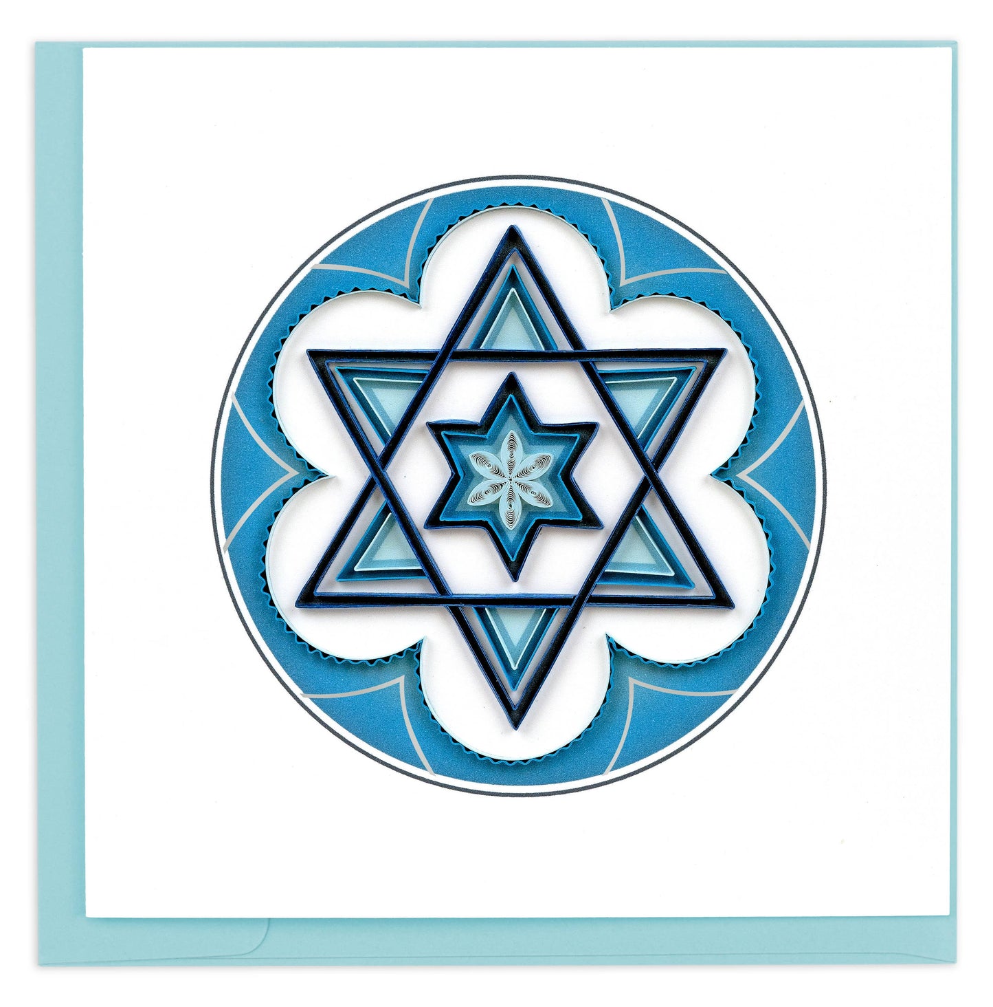 Quilled Blue Star of David Greeting Card