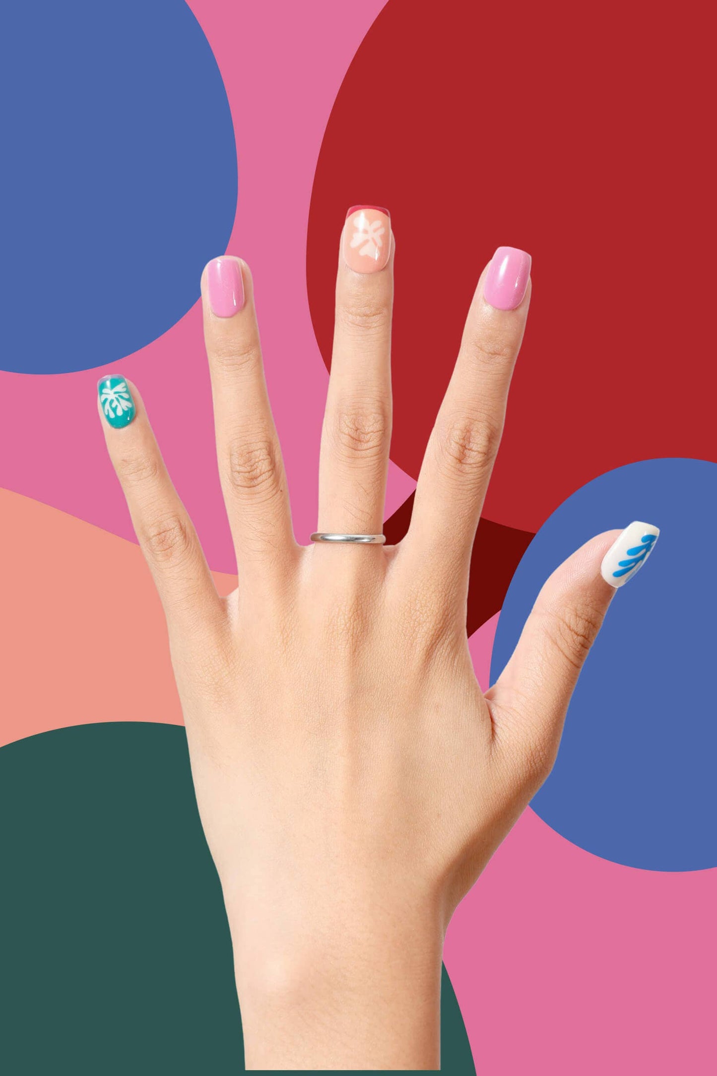 HENRI MATISSE SQUARE SNOW FLOWERS -  SQUARE PRESS-ON NAILS