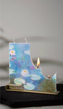 Flat Hand-Crafted Square Candle - Claude Monet Water Lilies