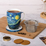 Van Gogh 'Starry Night' Tea Mug w/ Infuser & Lid