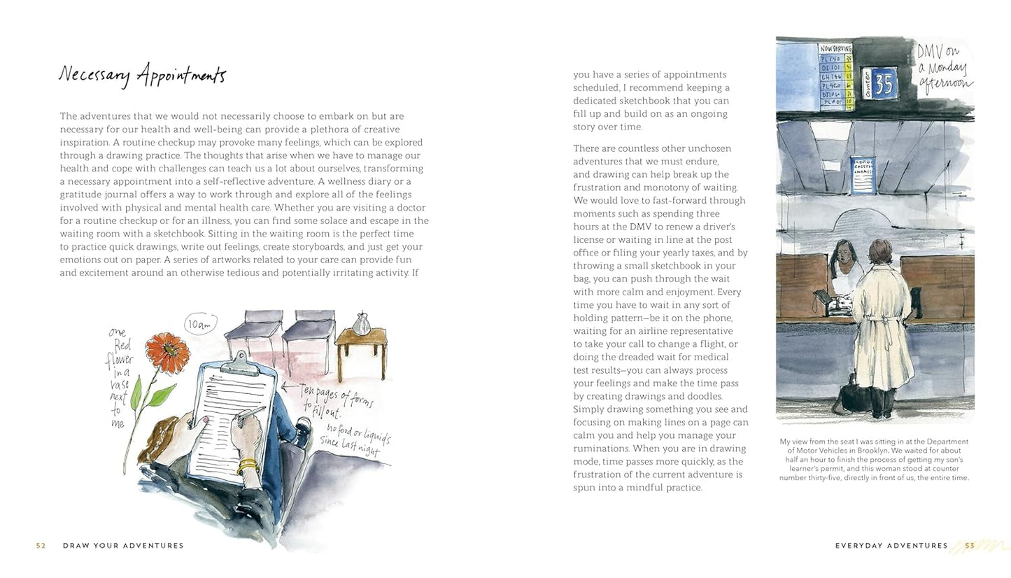 Book interior with text and illustrations of a doctor's office.