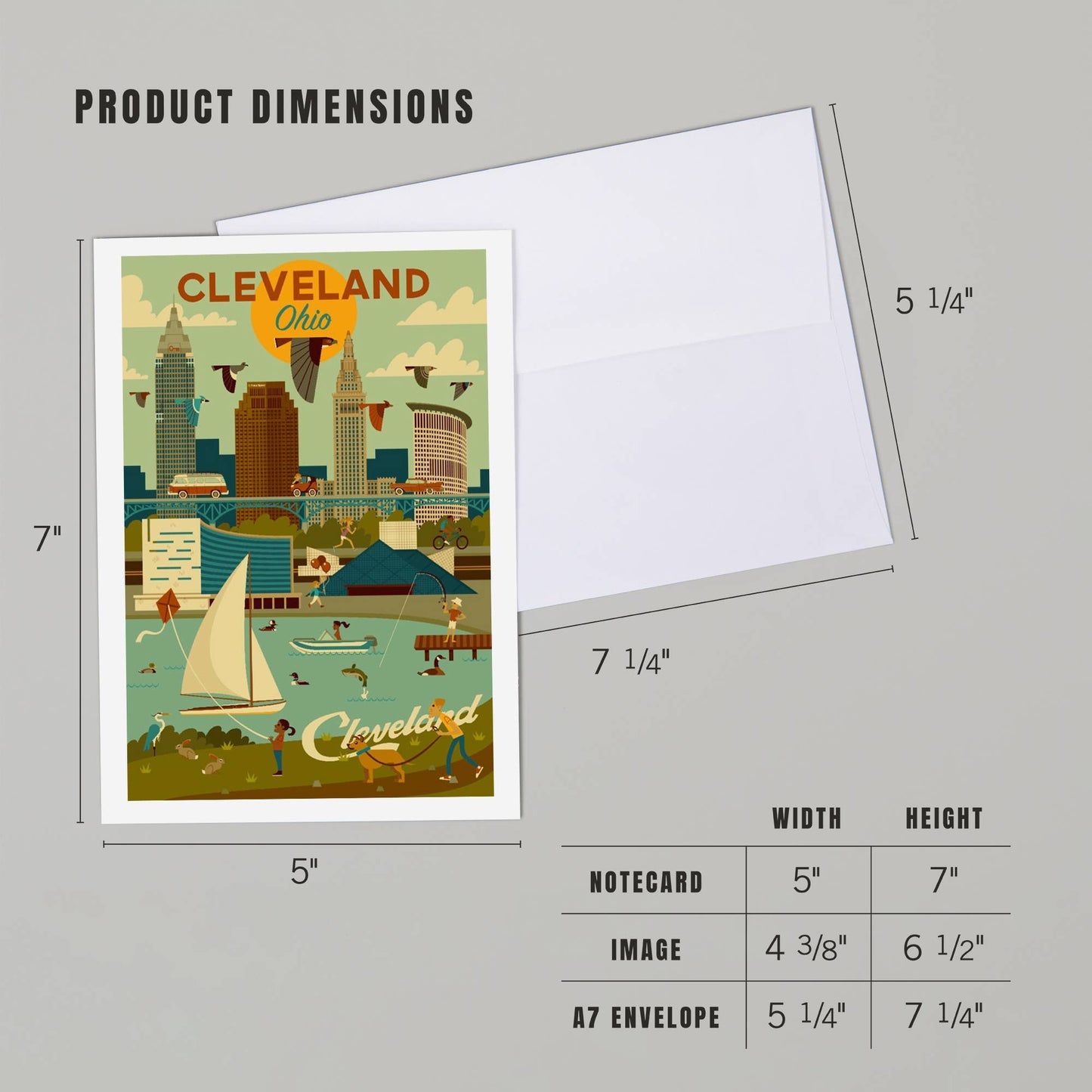 GREETING CARD Cleveland, Ohio, Geometric, Downtown