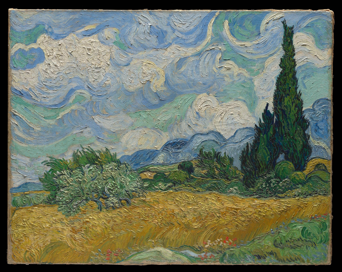 Van Gogh Wheat Field Cypresses - Hand Painted Straw Sun Hat