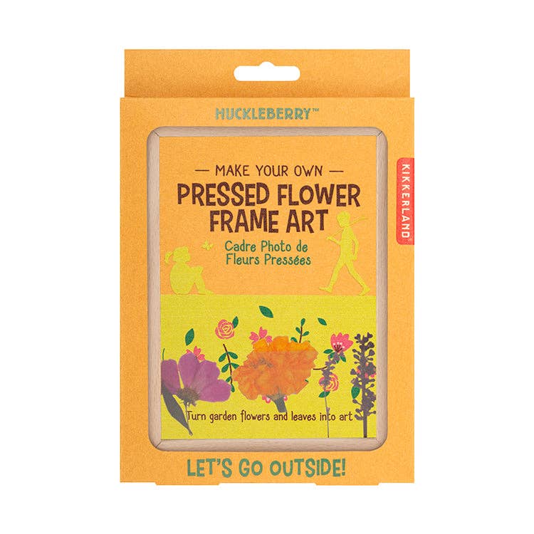Huckleberry pressed flower frame art packaging on a white background