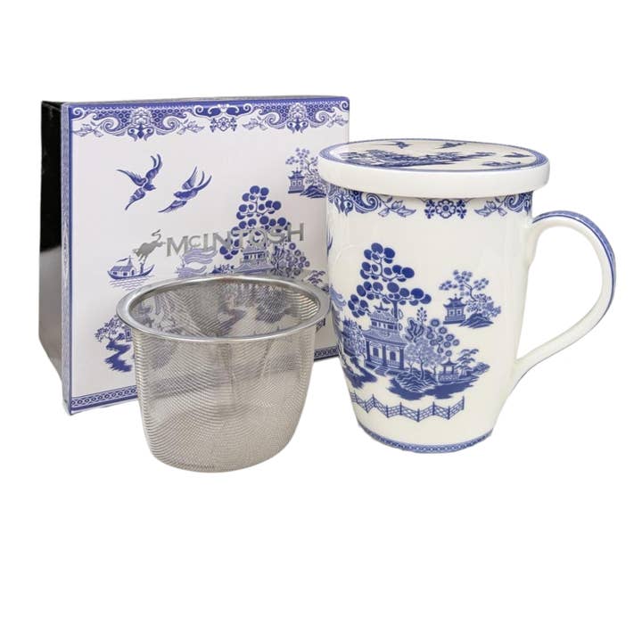 Willow Blue Tea Mug w/ Infuser & Lid