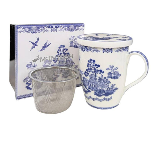 Willow Blue Tea Mug w/ Infuser & Lid