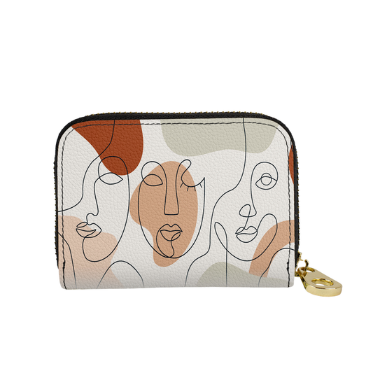 Faces Sisters Line Art Zipper Wallet