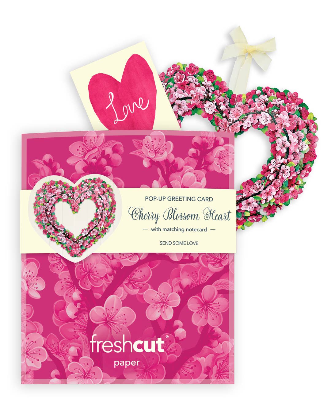 Mini Cherry Blossom Wreath Pop-Up Greeting Card