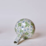 Green and Blue Porcelain Cranes and Clouds Globe Vase