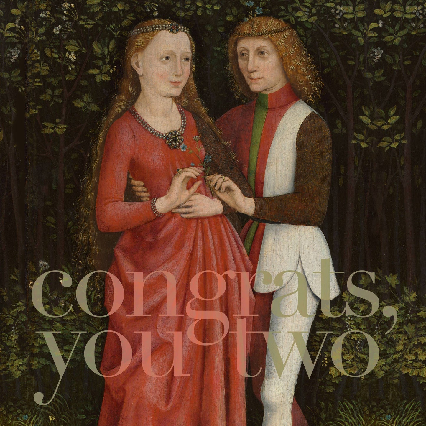 "Congrats, you two" Bridal Couple Wedding Card