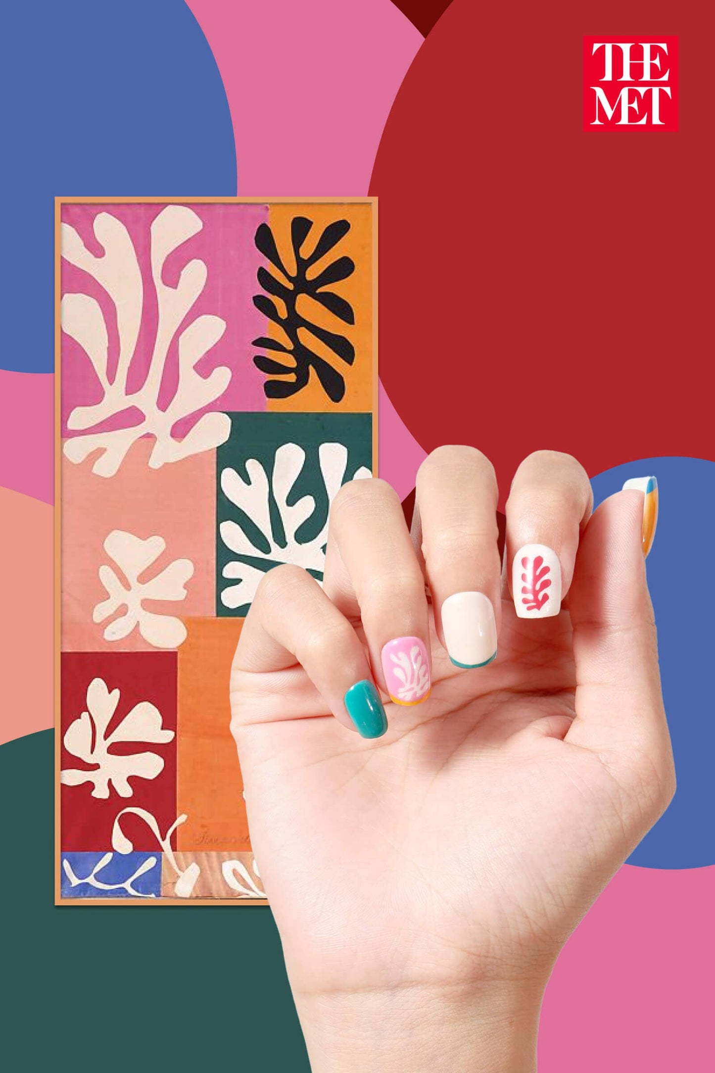 HENRI MATISSE SQUARE SNOW FLOWERS -  SQUARE PRESS-ON NAILS