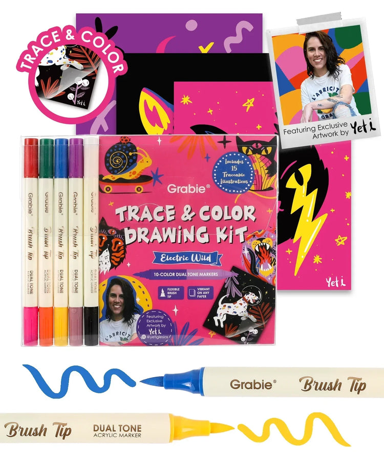 Trace & Color Drawing Kit- Electric Wild