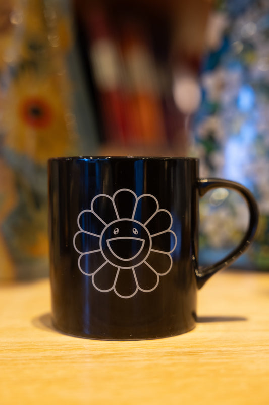 Murakami Black Flower Logo Mug