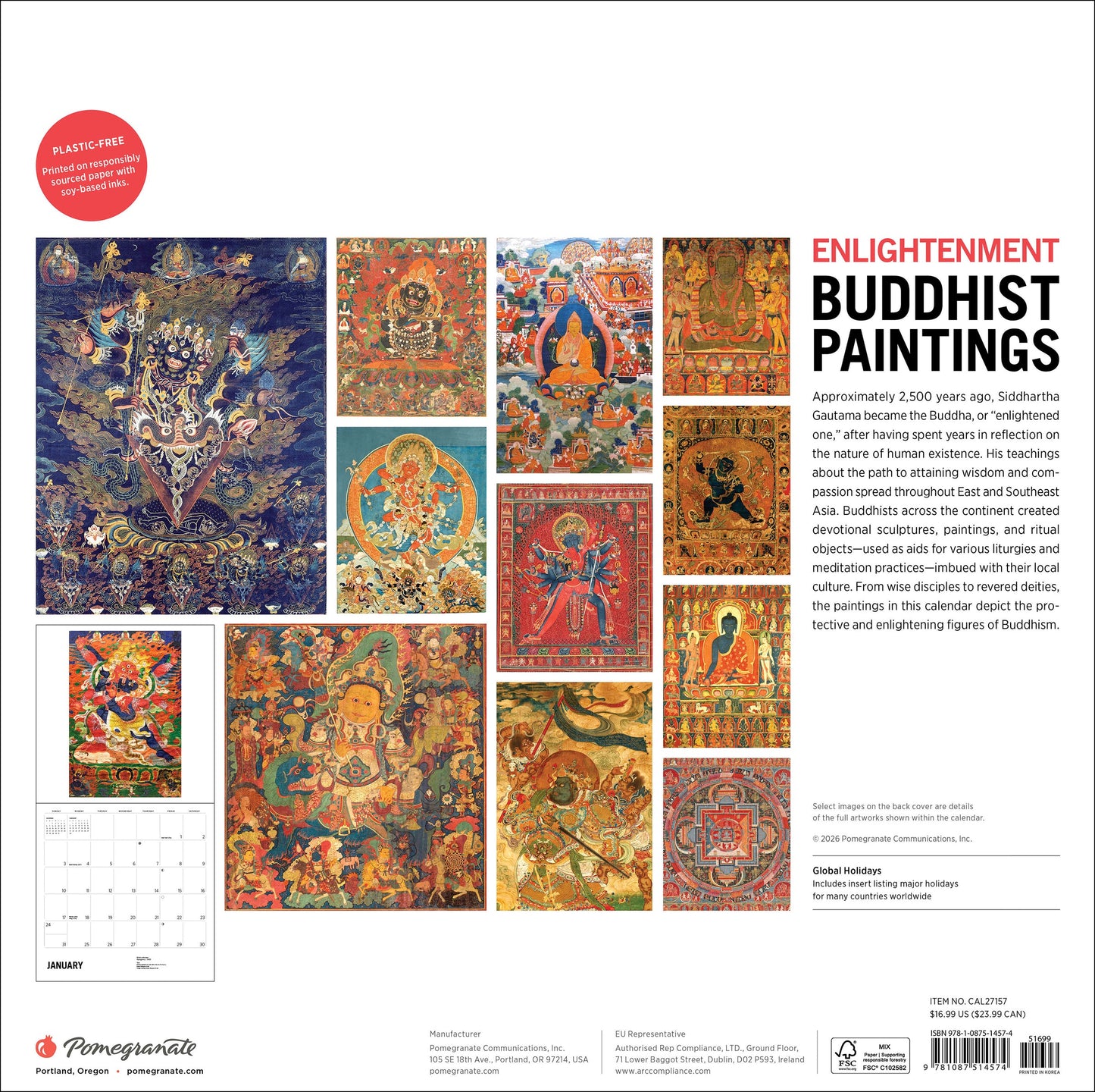 Enlightenment: Buddhist Paintings 2027 Wall Calendar