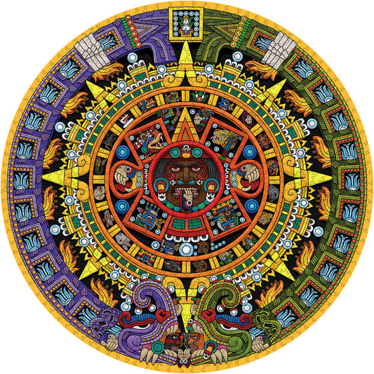 Michael Angulo: Aztec Sun Stone 1000-Piece Circular Jigsaw Puzzle