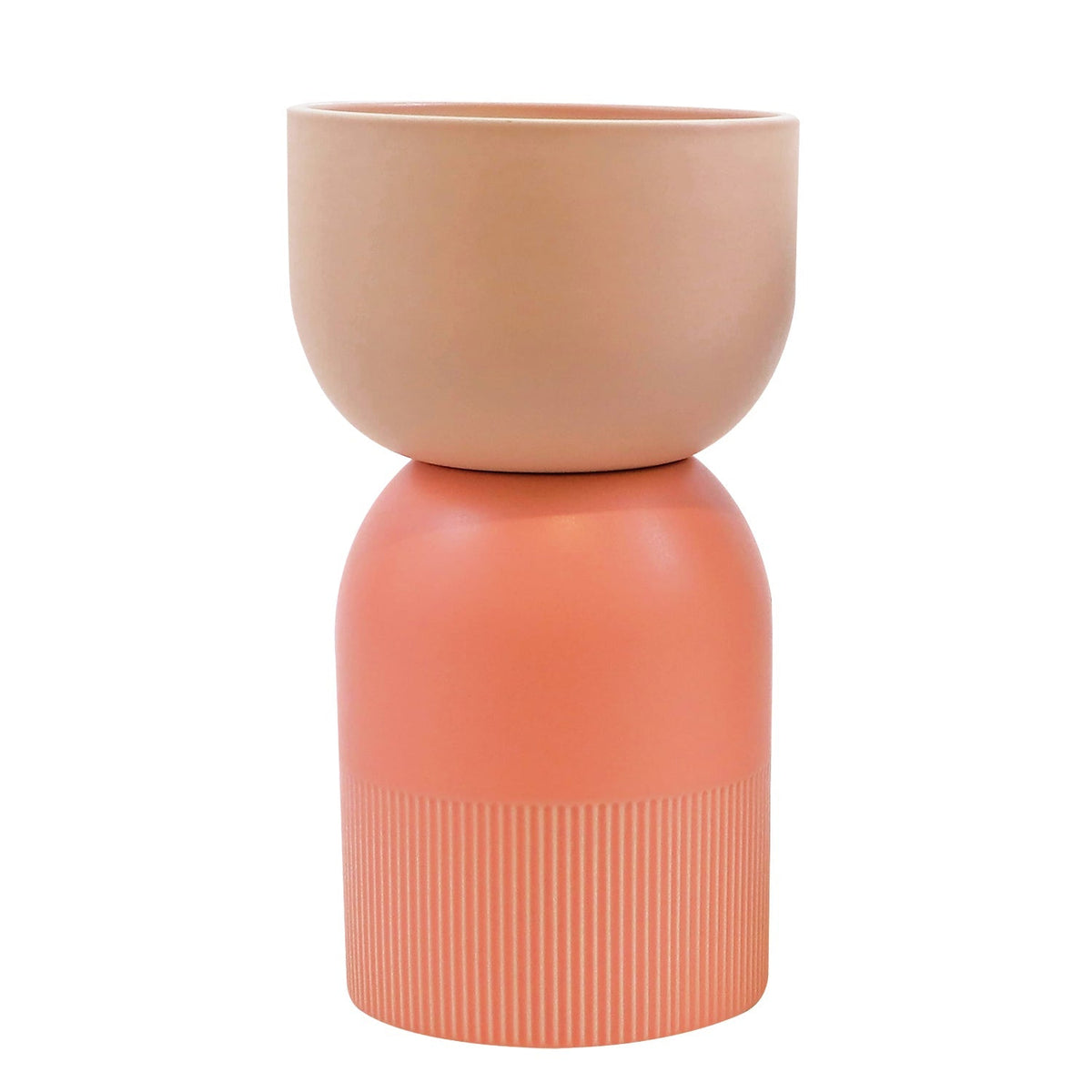 Flip Reversible Ceramic Vase – Coral and Nude Medium