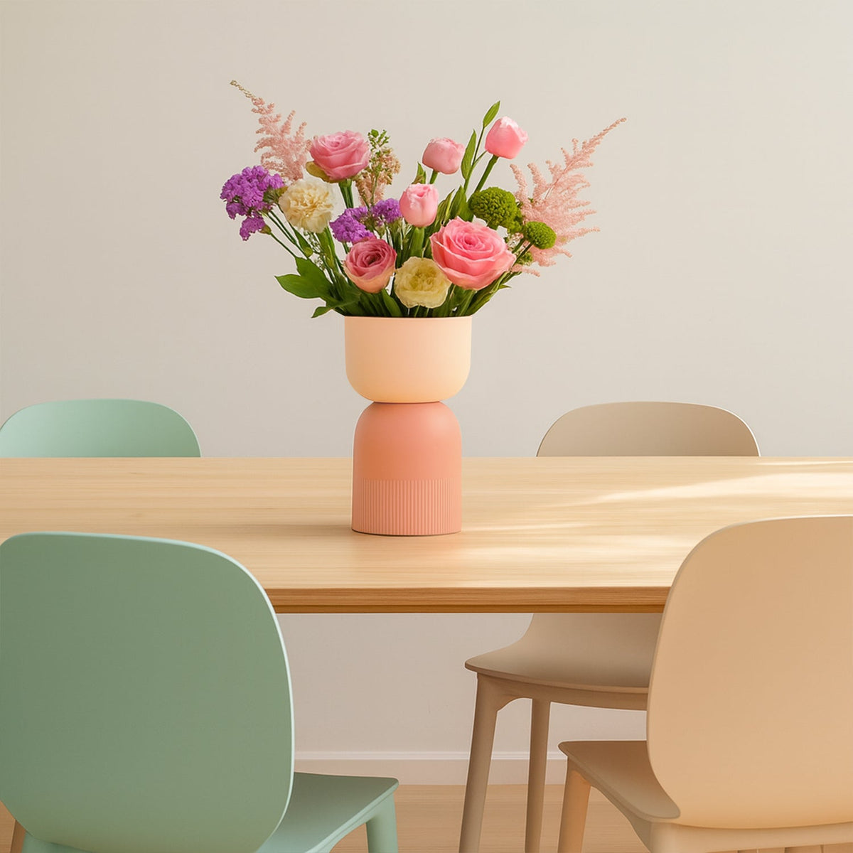 Flip Reversible Ceramic Vase – Coral and Nude Medium