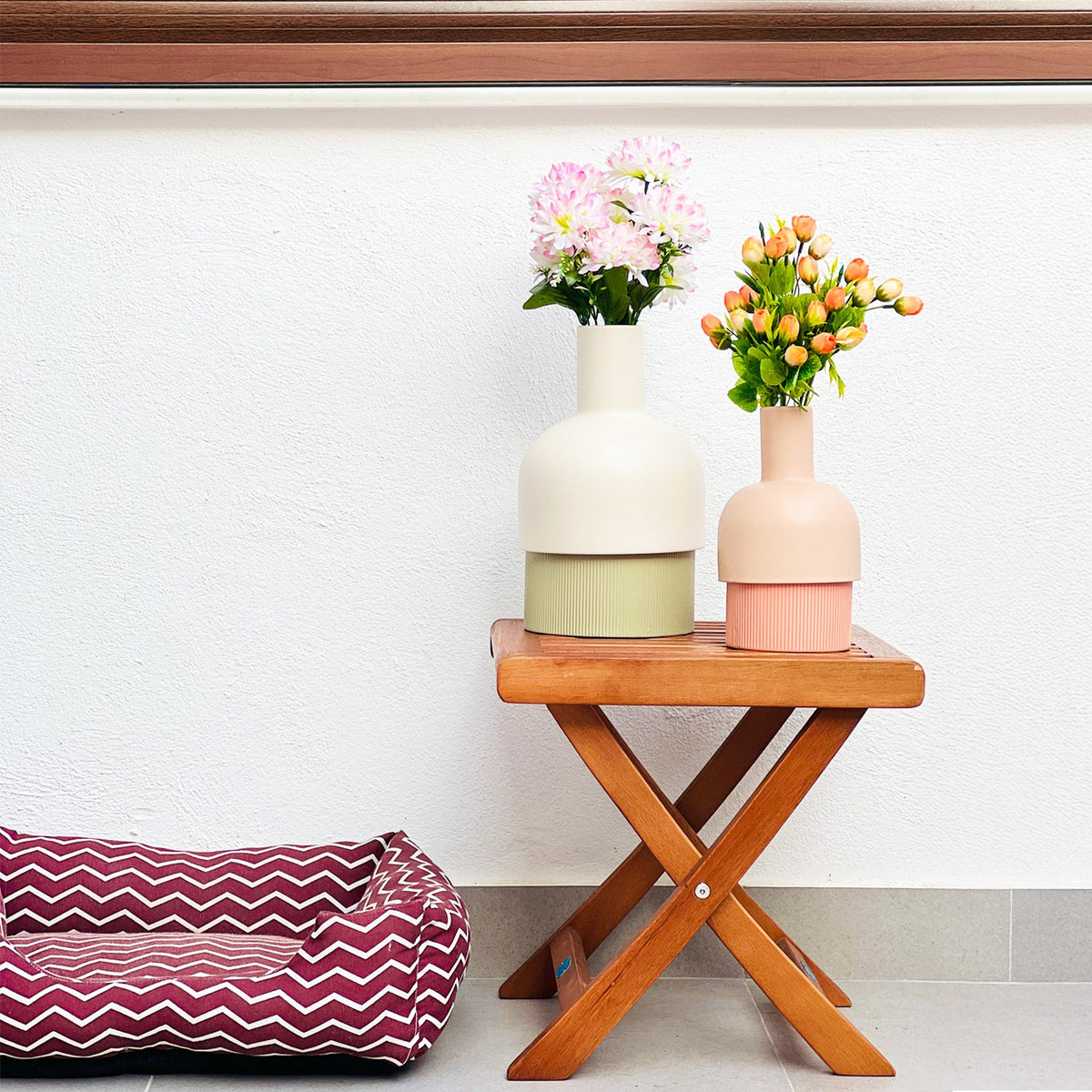 Flip Reversible Ceramic Vase – Coral and Nude Medium