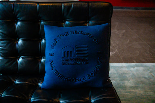 "For the Benefit" Embossed Cushion Indigo Blue
