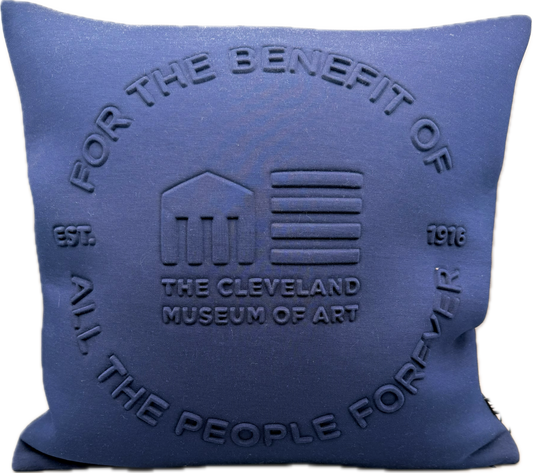 "For the Benefit" Embossed Cushion Indigo Blue