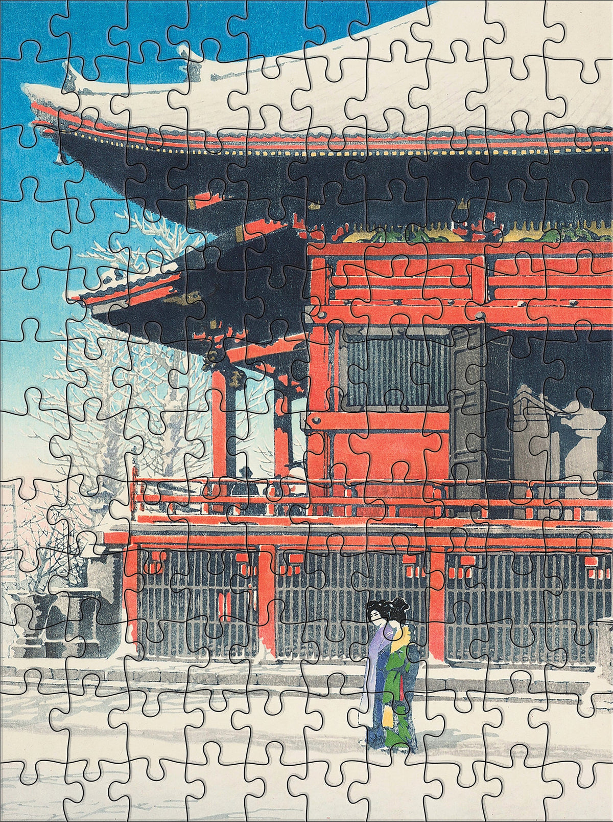 Kawase Hasui: Snowfall 120-Piece Double-Sided Jigsaw Puzzle Set