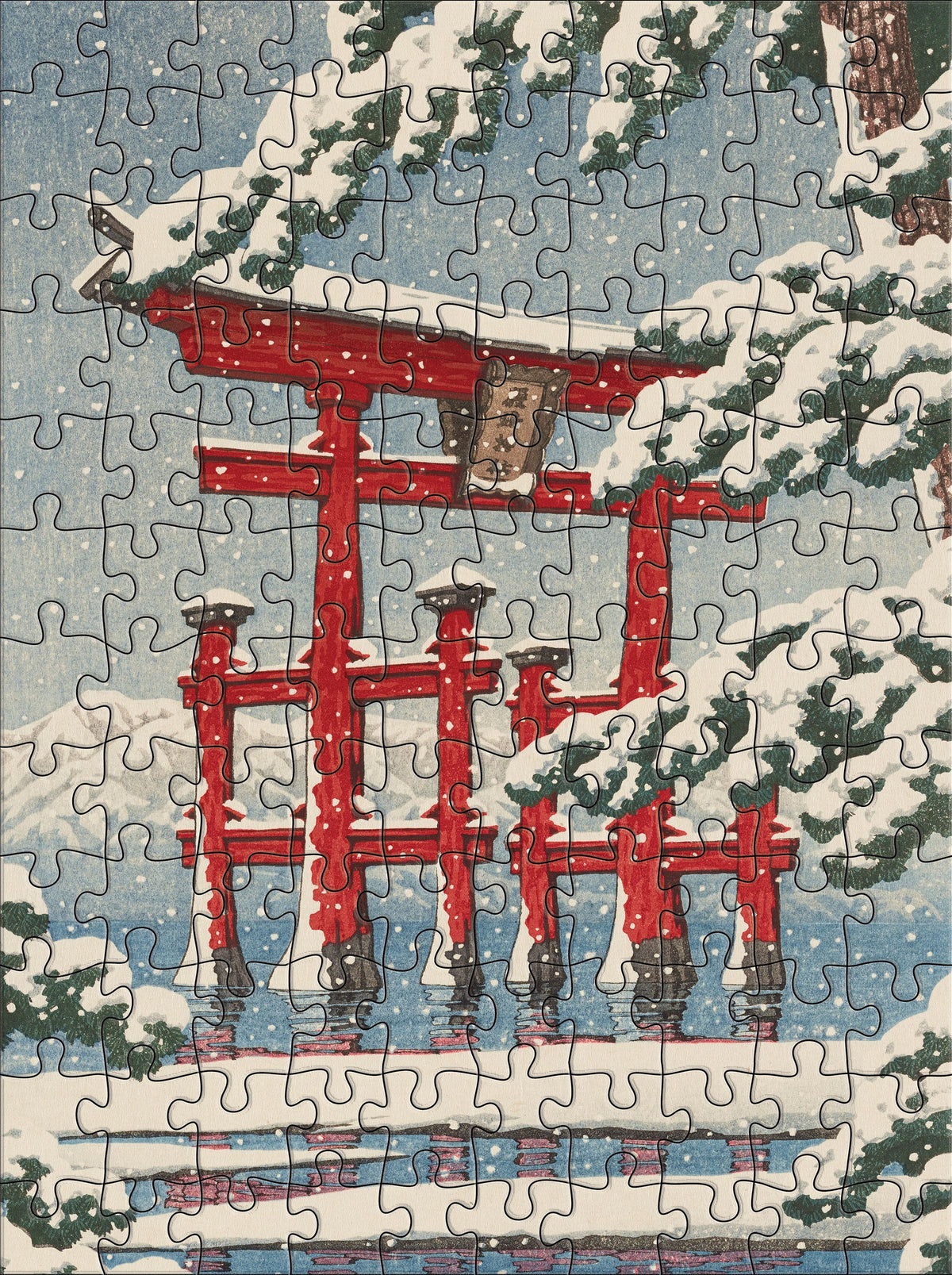 Kawase Hasui: Snowfall 120-Piece Double-Sided Jigsaw Puzzle Set