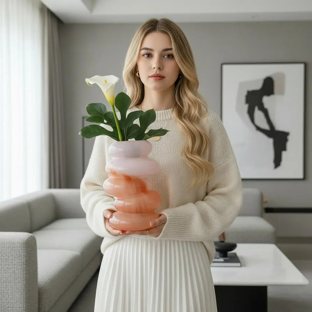 Swirl Glass Vase – Peach