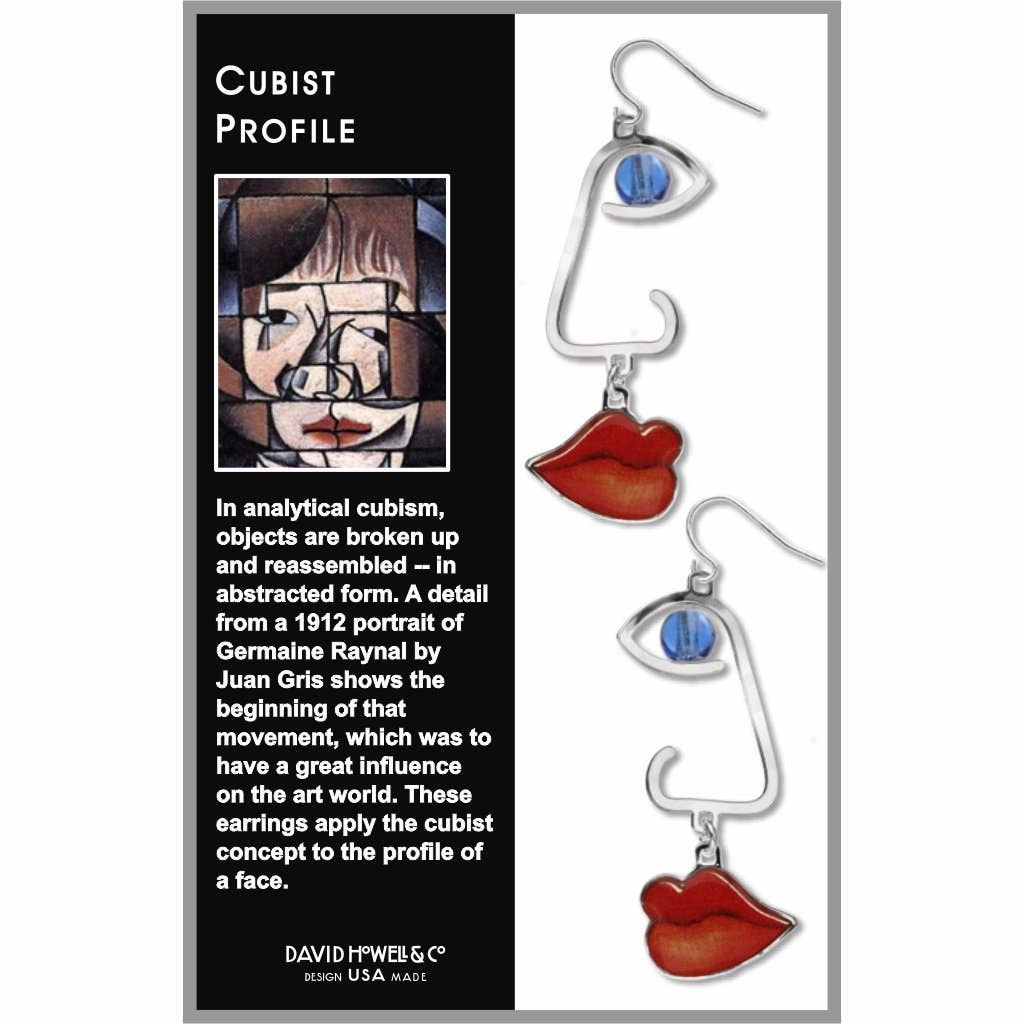 Cubist Profile Earrings, Sapphire