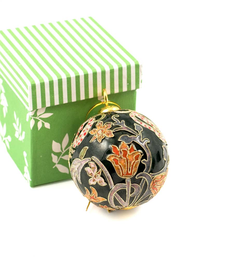 Cloisonne William Morris Golden Lily  Ball Ornament