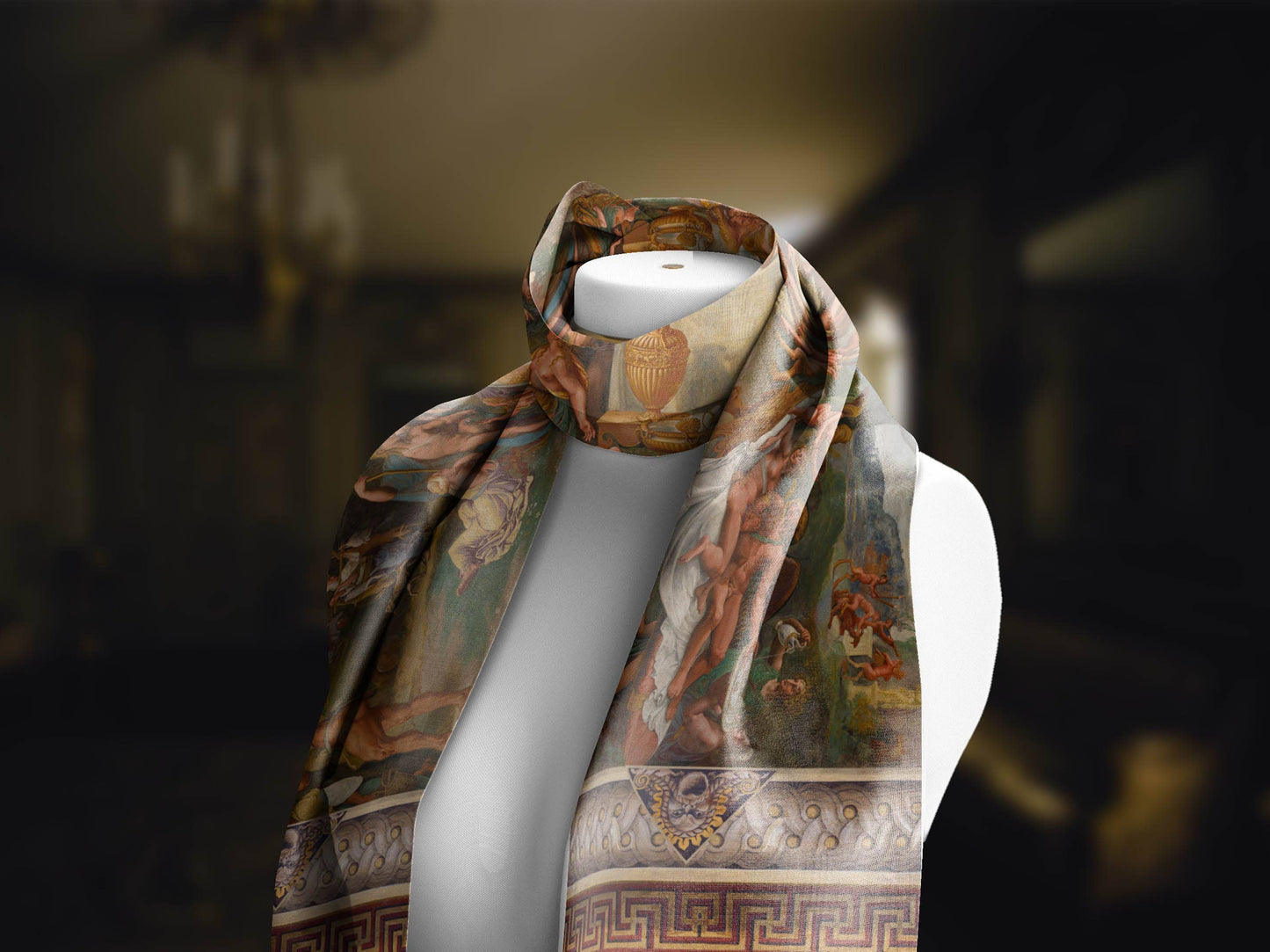 Love and Psyche by Giulio Romano from Palazzo del Te Mantua, Luxurious Long Scarf/Boho Head Wrap, Made to Order, Handmade and Cruelty Free