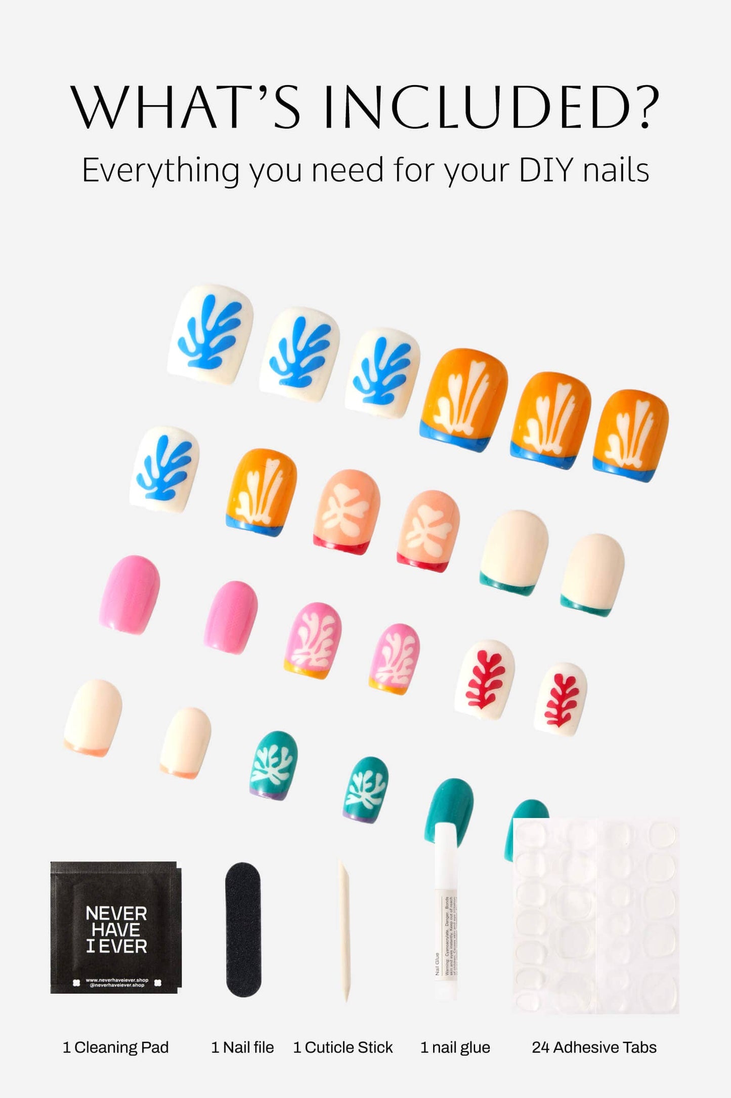 HENRI MATISSE SQUARE SNOW FLOWERS -  SQUARE PRESS-ON NAILS