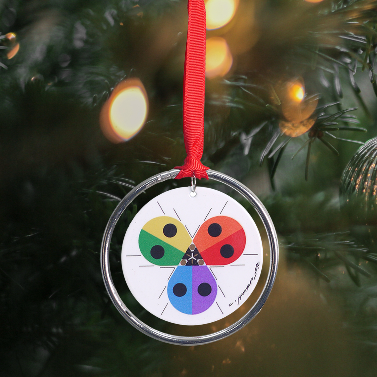 Charley Harper Rainbow Ladybug Keepsake – 3” diameter