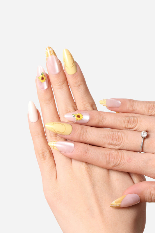 VAN GOGH SUNFLOWERS – ALMOND PRESS-ON NAILS