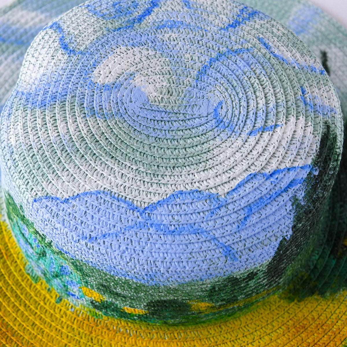 Van Gogh Wheat Field Cypresses - Hand Painted Straw Sun Hat