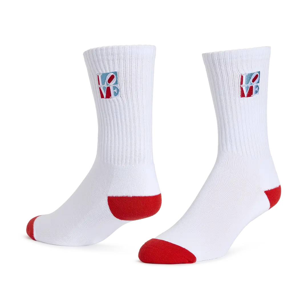Indiana LOVE Patch Crew Socks White