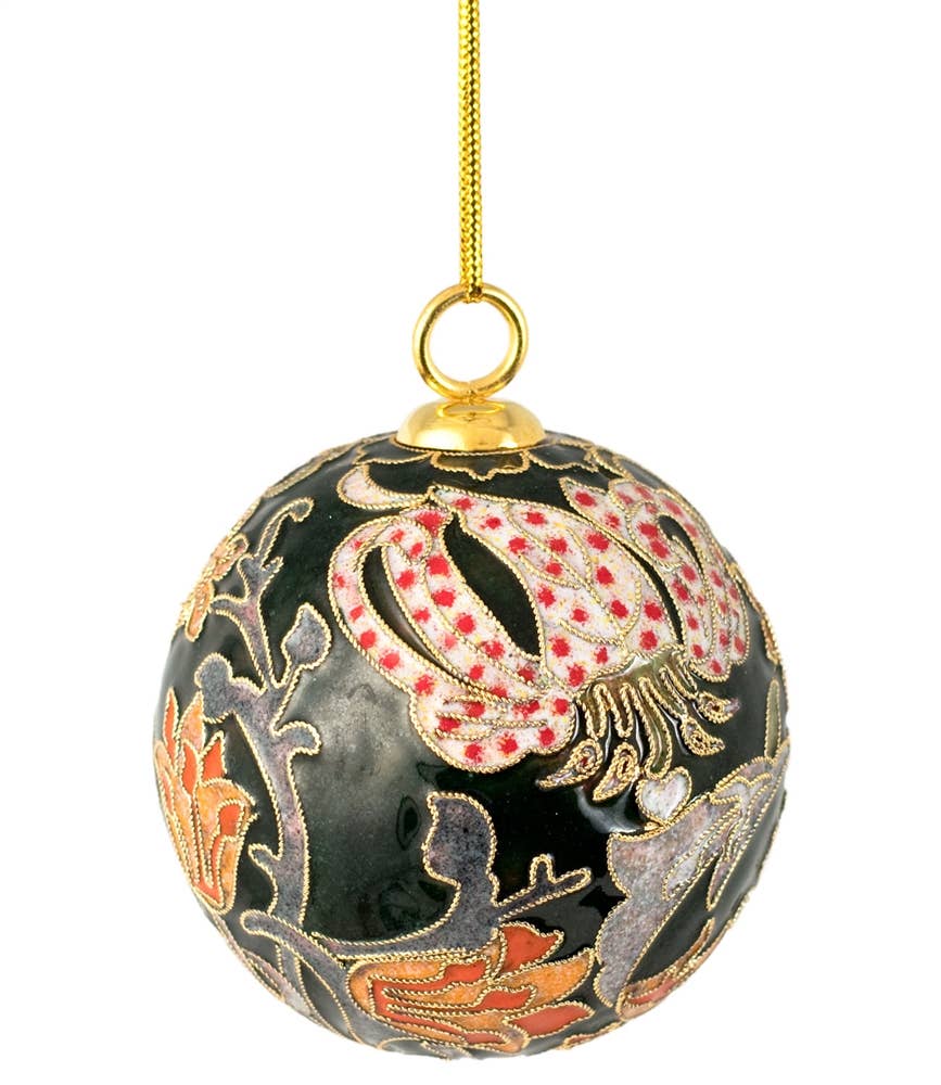 Cloisonne William Morris Golden Lily  Ball Ornament