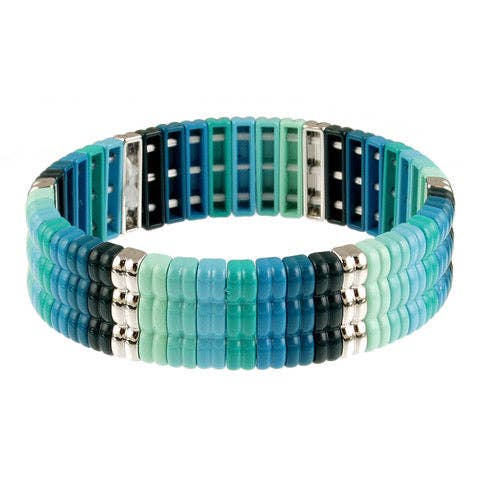 Metro-Ombre Stretch Bracelet: Blue; Green; Black & White