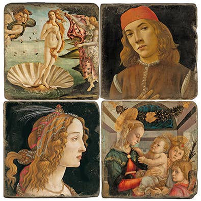 Botticelli - Tumbled Marble Coasters Set/4