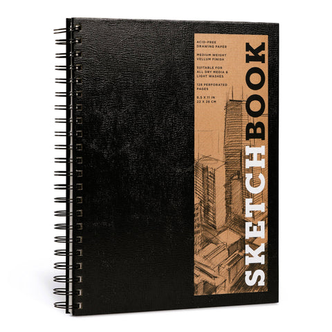 Large Sketchbook 8.5 x 11"-  Spiral Hardcover (Black)