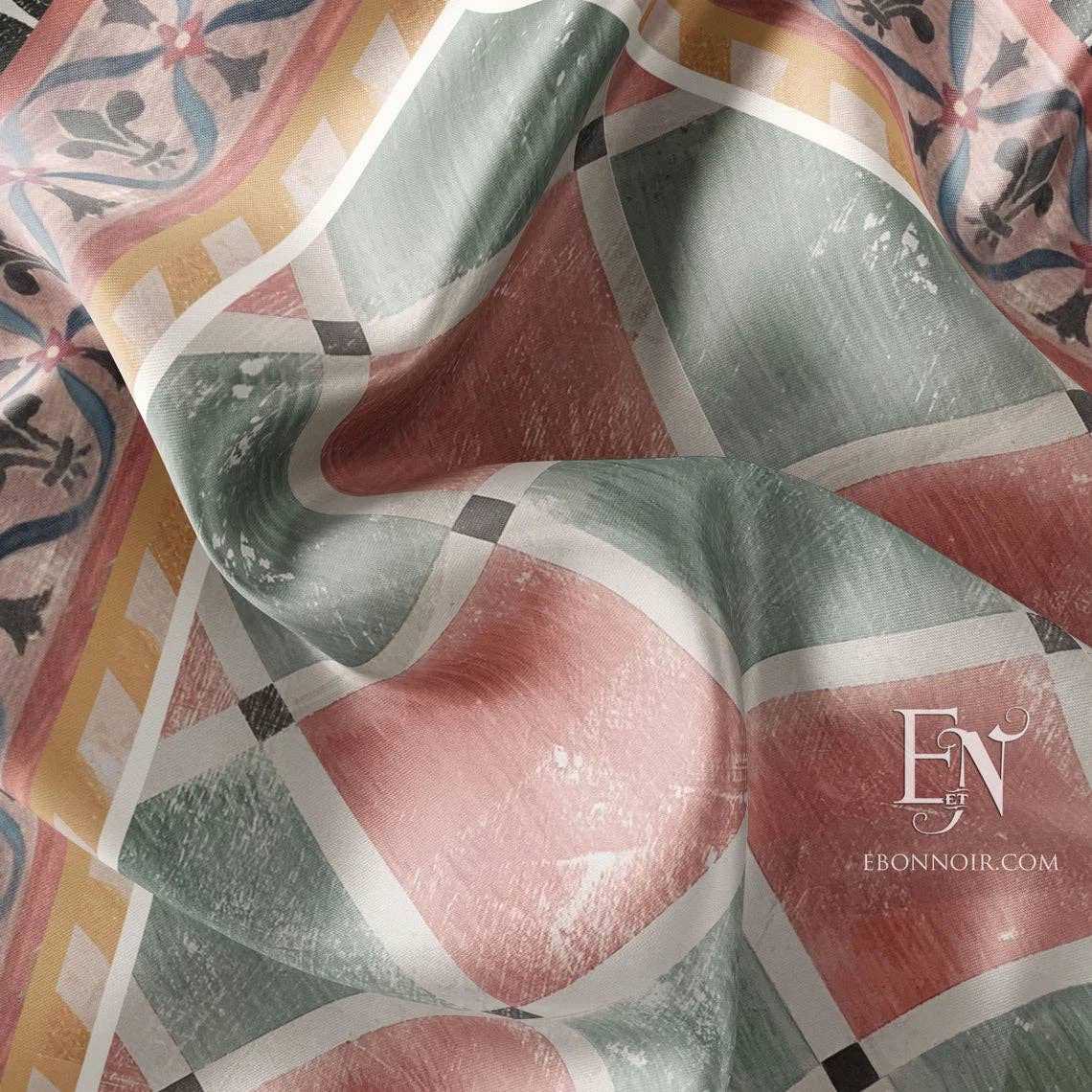 Palazzo Della Leonessa Frescoed Harlequin, Luxurious Square Scarf/Wrap/Boho Shawl, Made to Order, Handmade and Cruelty-Free
