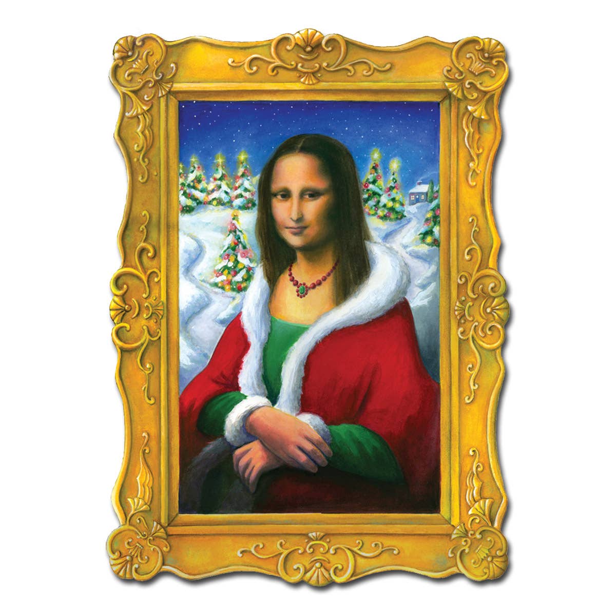 Mona Lisa Die-Cut Holiday Card