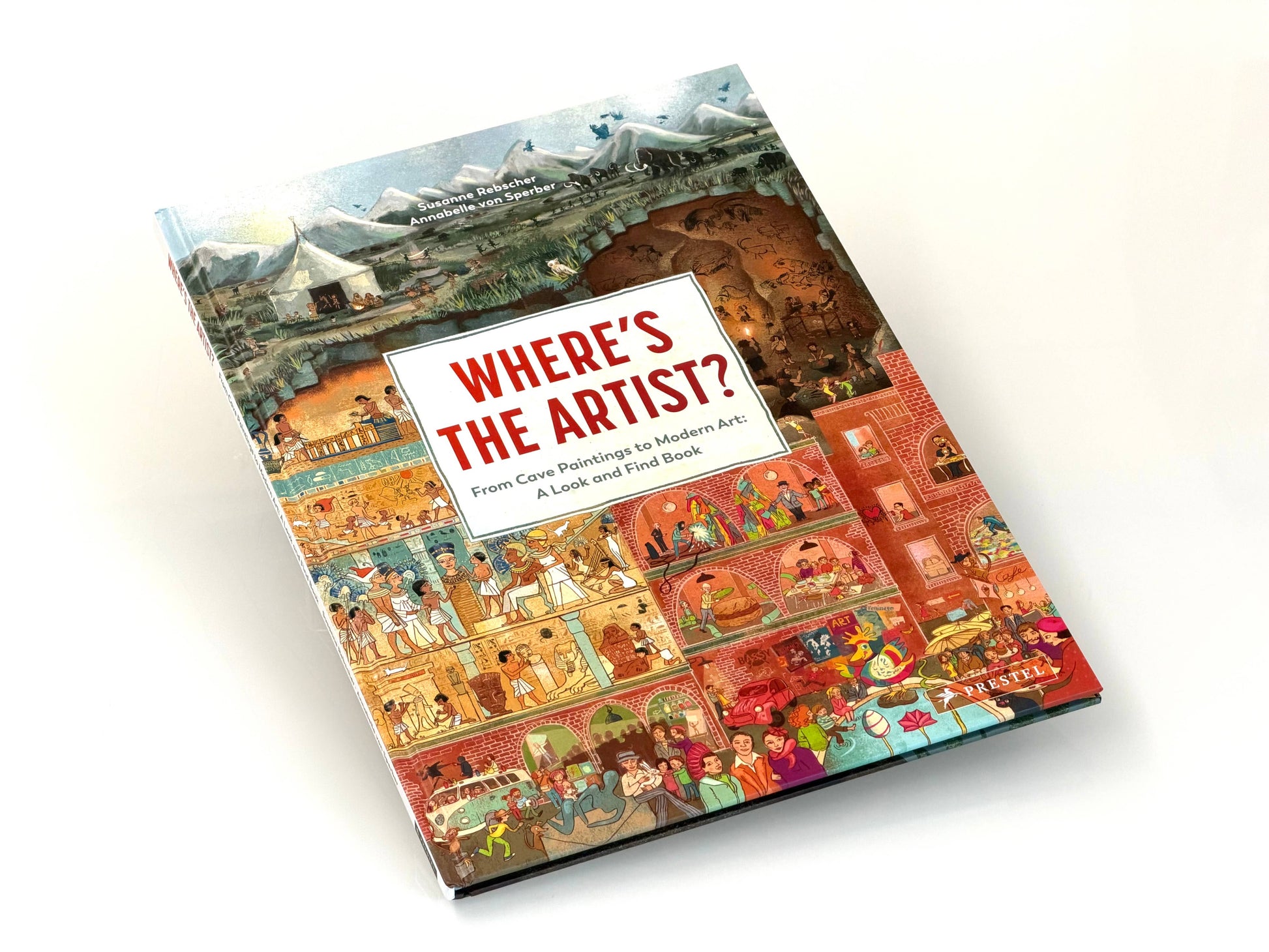 Book titled 'Where's the Artist?' with colorful illustrations on a white background