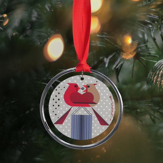 Charley Harper Cardinal Couple Keepsake – 3” diameter