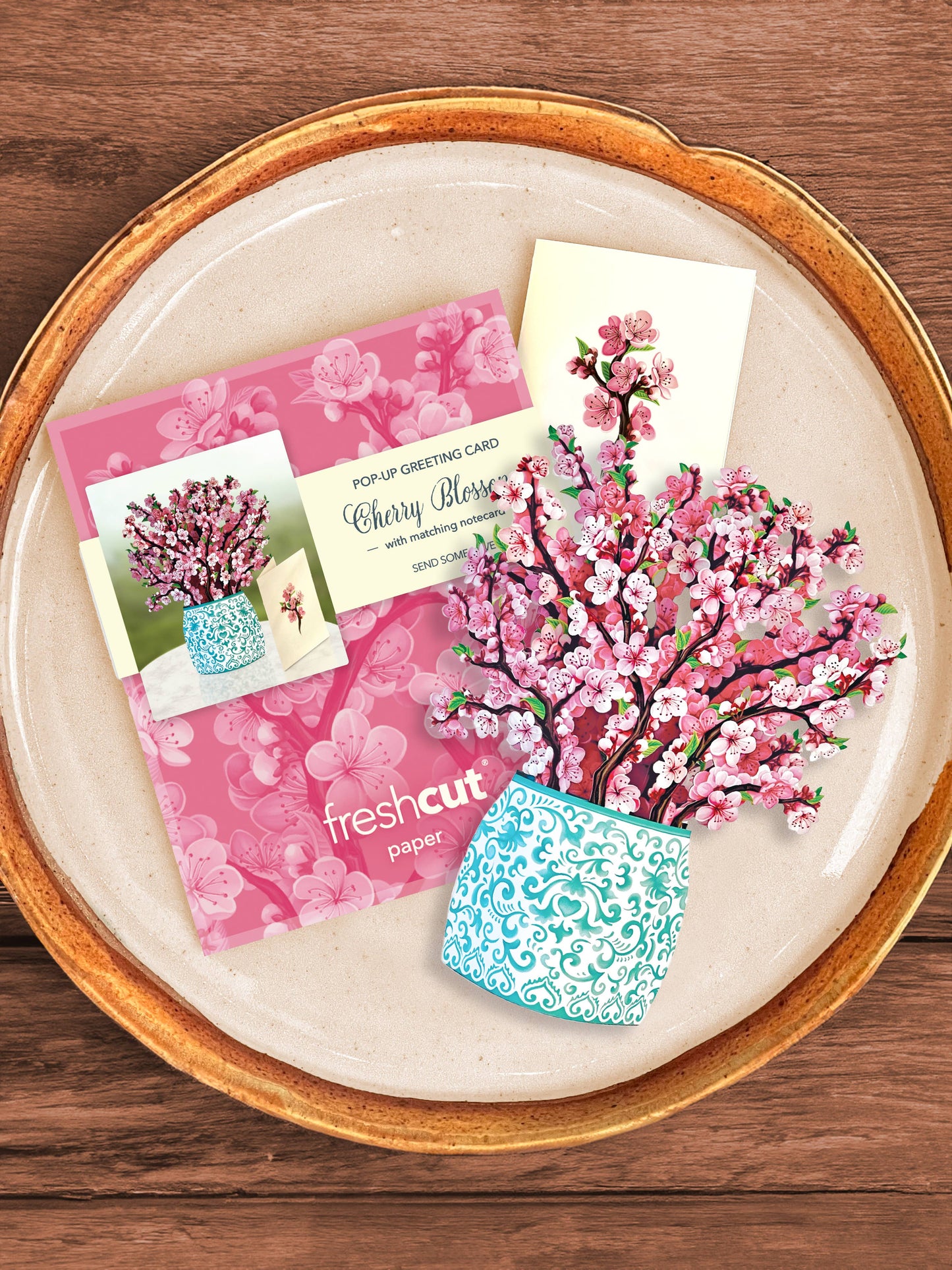 Mini Cherry Blossom Wreath Pop-Up Greeting Card