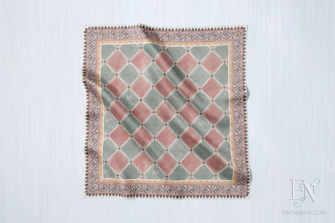 Palazzo Della Leonessa Frescoed Harlequin, Luxurious Square Scarf/Wrap/Boho Shawl, Made to Order, Handmade and Cruelty-Free