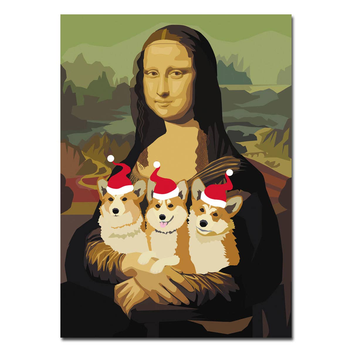 Mona Lisa Corgi Holiday Card