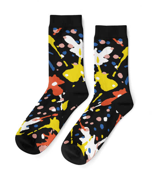 Colorful splatter pattern socks